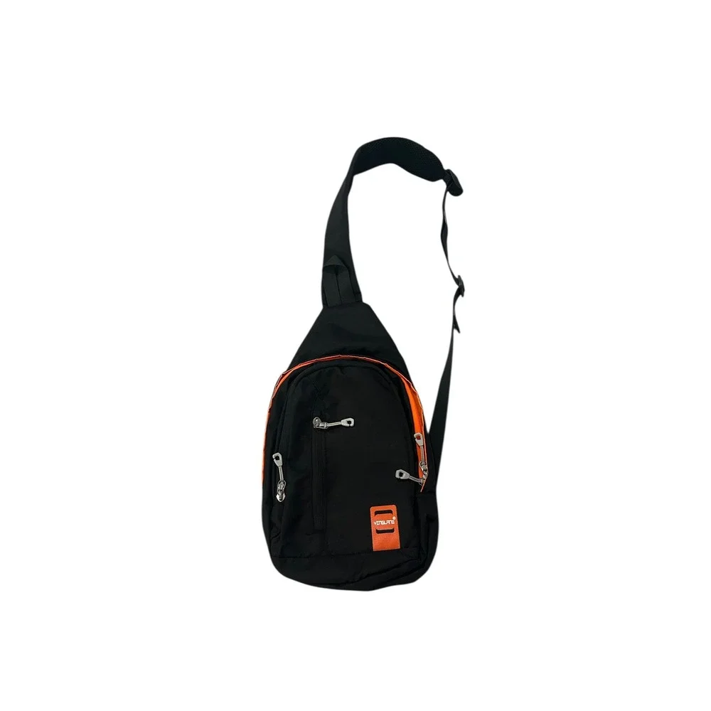 YINGLANG Black Orange Sling Bag Chest Pack Crossbody Messenger Backpack Travel‎